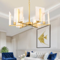 Moderne Luxus-Stein-LED-Hängeleuchte aus Metall in Goldfarbe Esszimmer-Pendelleuchte